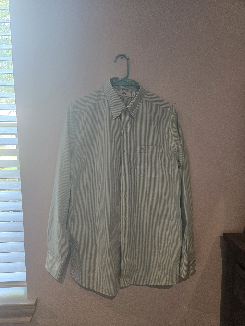 Club Room Men’s Light Green Striped Dress Shirt